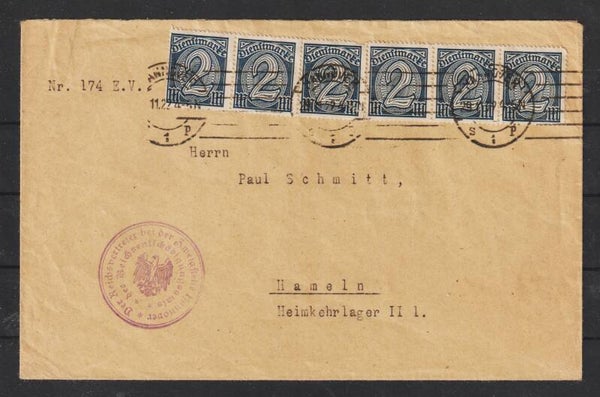 MiNr. 70 (6x) auf Brief  HANNOVER 29.11.22  (as66)