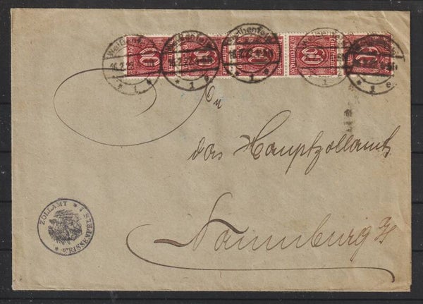 MiNr. 67 a (5x) auf Brief WEISSENFELS 16.2.22  (as66)