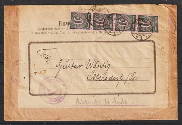 MiNr. 68 a (30x) auf wiederverwndeten Brief  ZITTAU  25.7.23  (as66)