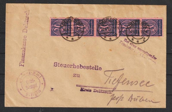 MiNr. 72 (5x) auf Brief  DELITZSCH  14.4.23  (as66)