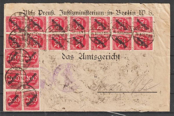 MiNr. D 78 (20x) D 80 (40x) auf Brief BERLIN 24.8.23, Ersttag PP16  (as66)