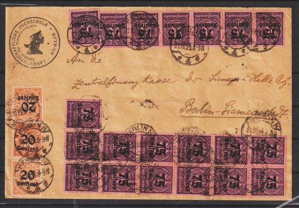 MiNr. D 90 (3x), D 91 (66x) auf Dienstbrief BERLIN 22.10.23  (as66)