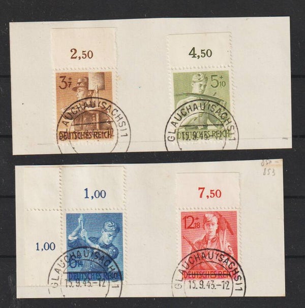 MiNr. 850-853 Oberrand auf Briefstücken  (as83)