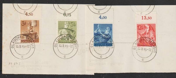MiNr. 850-853 Oberrand auf Briefstücken mit 850 PF I (as83)