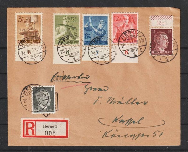 MiNr. 850-853 R-Brief  HERNE 20.7.43  (as83)