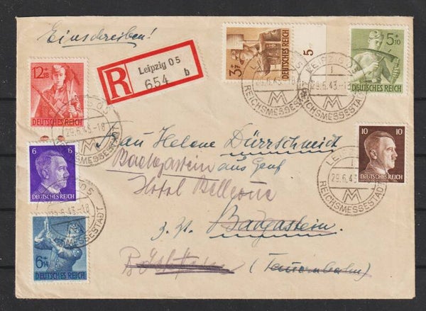 MiNr. 850-853 R-Brief  LEIPZIG 29.6.43  (as83)