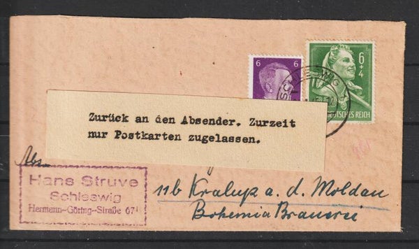 MiNr. 894, 785 Brief SCHLESWIG 24.1.45  (as83)