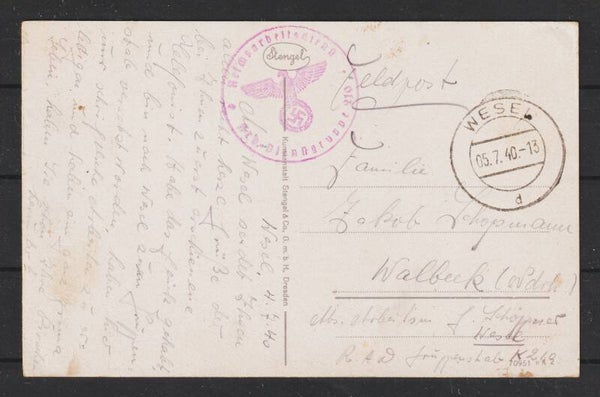 Reichsarbeitsdienst Arb.-Dienstgruppe 210  WESEL 5.7.40 (as83)