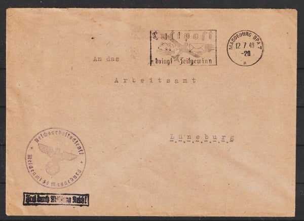 Reichsarbeitsdienst Meldeamt  S4 MAGDEBURG 12.7.40  (as83)