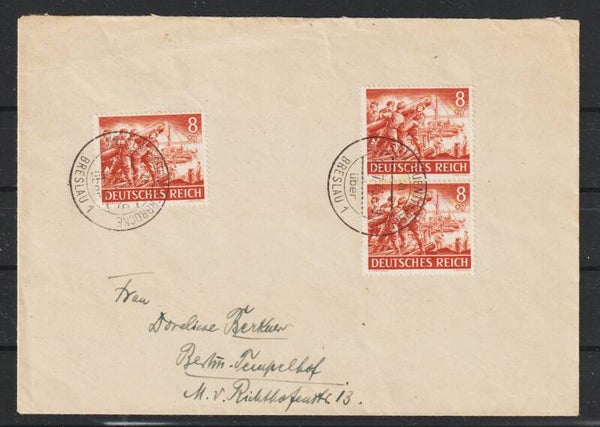 MiNr. 835 auf Brief BRESLAU-GÜNTHERBRÜCKE 22.7.43   (as84)