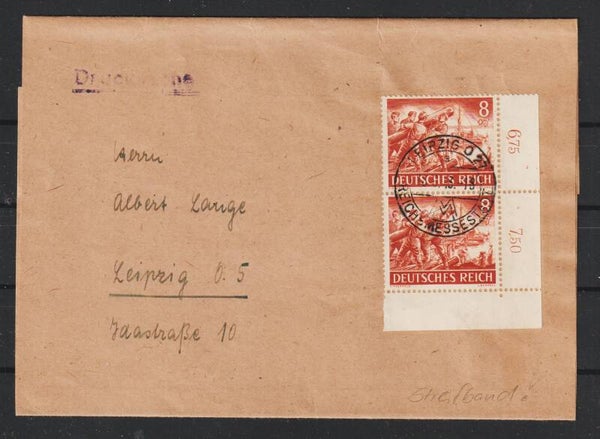 MiNr. 835 auf Streifband LEIPZIG  18.5.43  (as84)