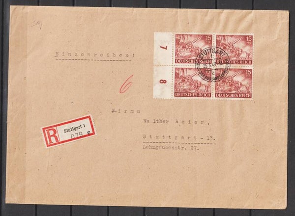 MiNr. 837 VB auf Brief STUTTGART 25.3.43 (as84)