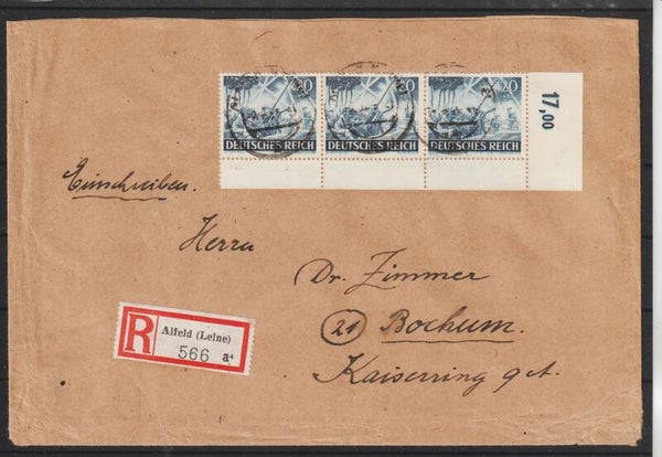 MiNr. 838 auf R-Brief  AHLFELD 8.5.44   (as84)