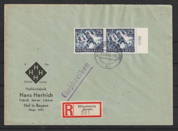 MiNr. 839 auf R-Brief HILPOLTSTEIN  13.10.43  (as84)