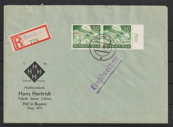 MiNr. 840 auf R-Brief HELMSTEDT  11.10.43  (as84)