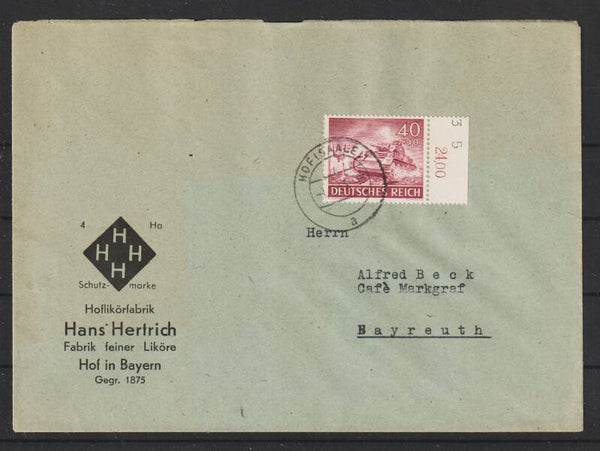 MiNr. 841 auf Brief  HOF (SAALE) 4.5.43  (as84)
