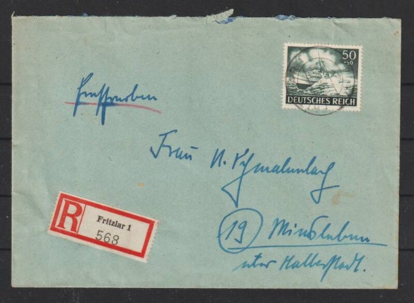 MiNr. 842 auf R-Brief FRITZLAR 24.10.44   (as84)
