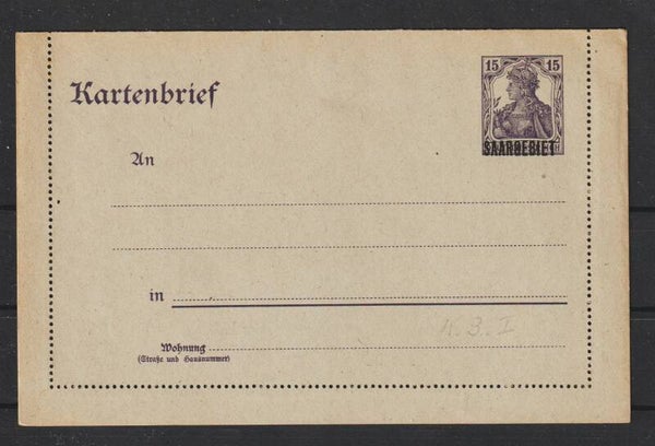 Saargebiet Kartenbrief K 3 (asdg)