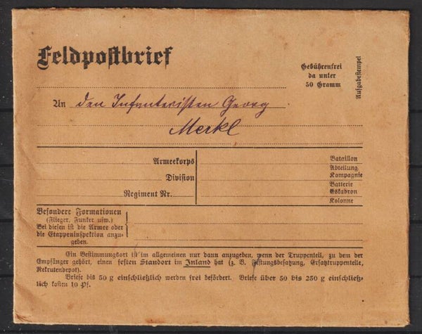 Feldpost-Brief, Mappe Nr.16, für 5 Landpost Kurzbriefe   (asfp)
