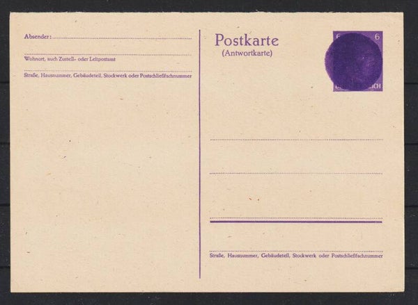 Ganzsache 6 Pfennig a "Schwärzung" (aslo)