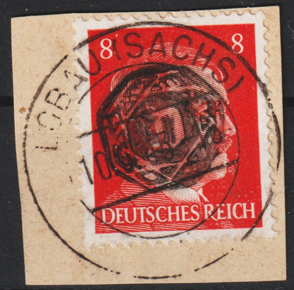 Löbau, MiNr. 8 auf Briefstück (aslo)