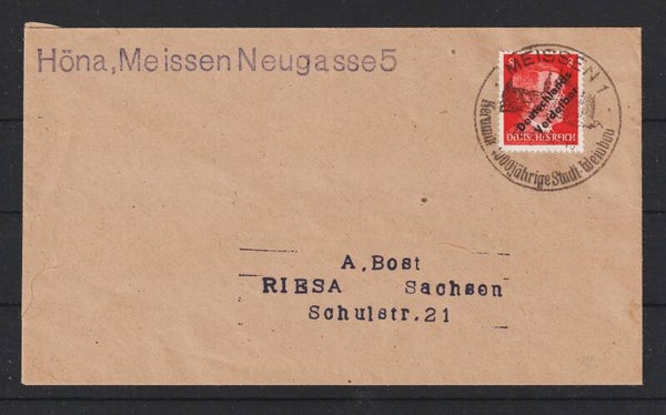 Meissen MiNr. 33 auf Brief  MEISSEN 28.7.45   (aslo)