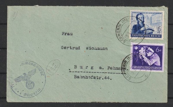 Brief "Transportkommandatur Schwerin" SCHWERIN (MECKL.) 9.5.44   (aspk)