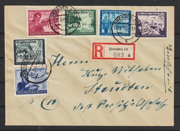 MiNr. 888-893 auf R-Brief, FDC,  DRESDEN  11.5.44  (aspk)