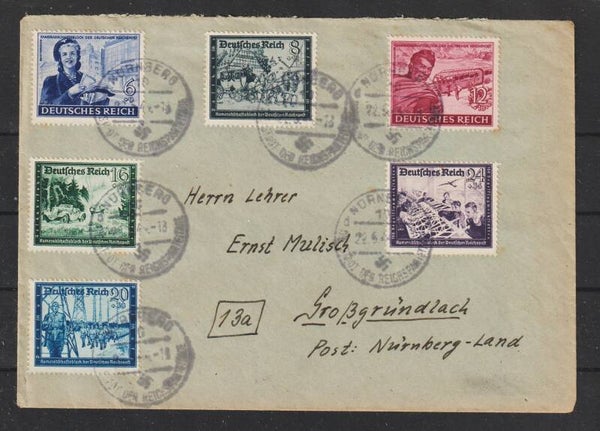 MiNr. 888-893 auf Satzbrief   NÜRNBERG  22.5.44   (aspk)