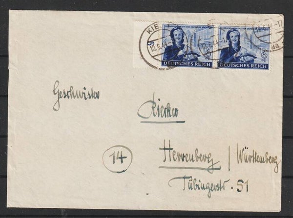 MiNr. 888 MeF auf Brief Kiel 12.5.44    (aspk)