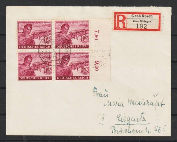 MiNr. 890 MeF auf R-Brief GROSS ROSEN  22.12.44    (aspk)