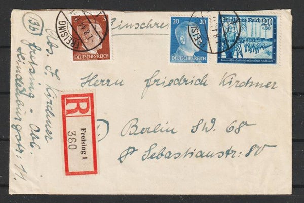 R-Brief FREISING 1.8.44 nach Berlin  (aspk)