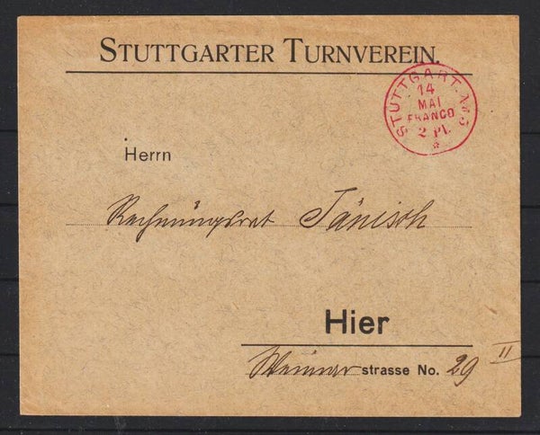 Drucksache, roter Franko Stempel STUTTGART No5  14.MAI  (asrs)