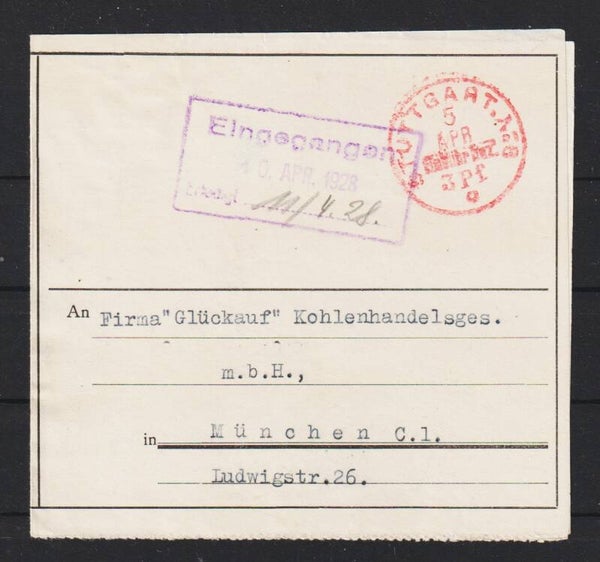 Drucksache, roter Franko Stempel STUTTGART No8  5.APR.  (asrs)