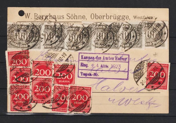 MiNr. 268 (10x), 252 (6x) Postkarte 24.8.23, Ersttag PP 16 (asz23)