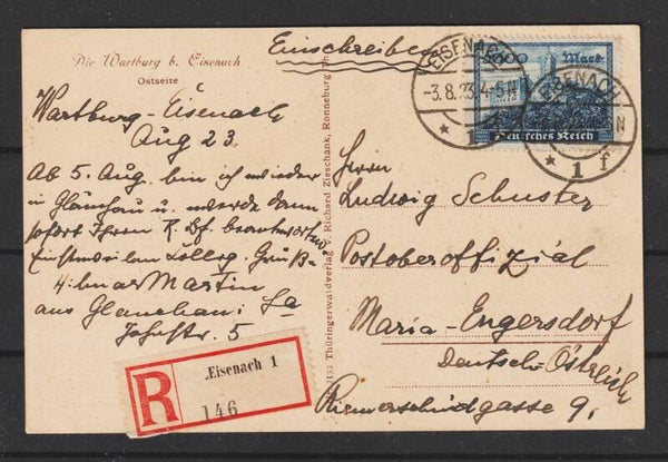 MiNr. 261 Einzelfrankatur auf Einschreiben Ansichtskarte  (awd)