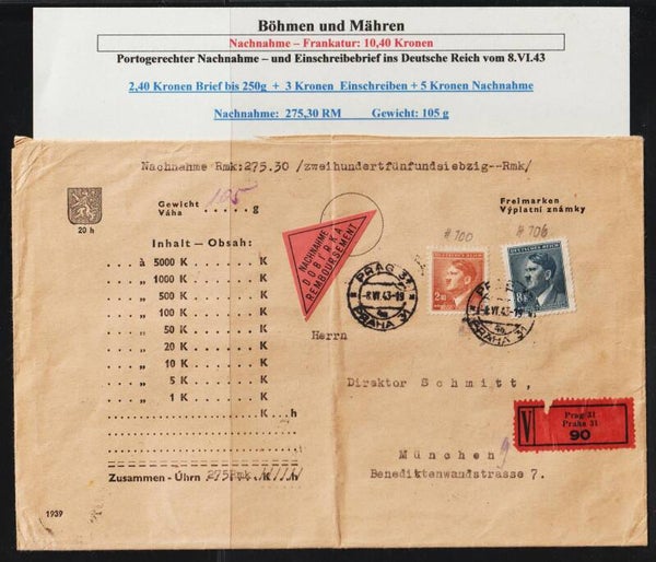 B&M portogerechter Nachnahme Einschreibenbrief