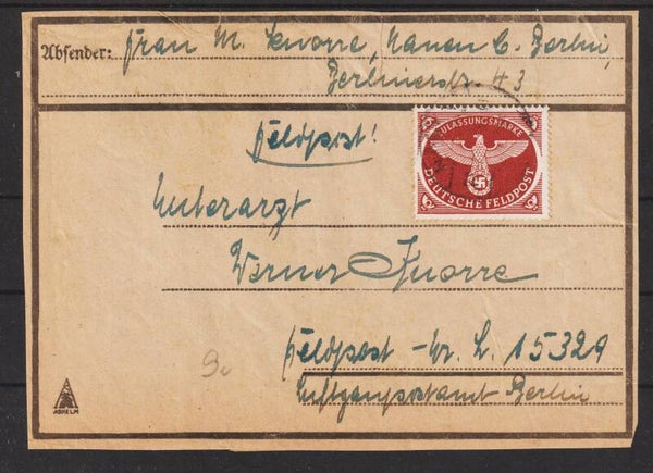 Feldpost MiNr. 2 A auf Päckchen  (b106)