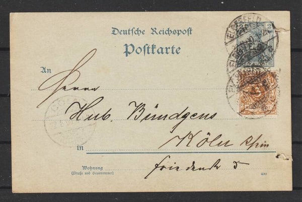 Ganzsache P 44 mit ZuF MiNr. 45 ELBERFELD 22.8.00   (b116)