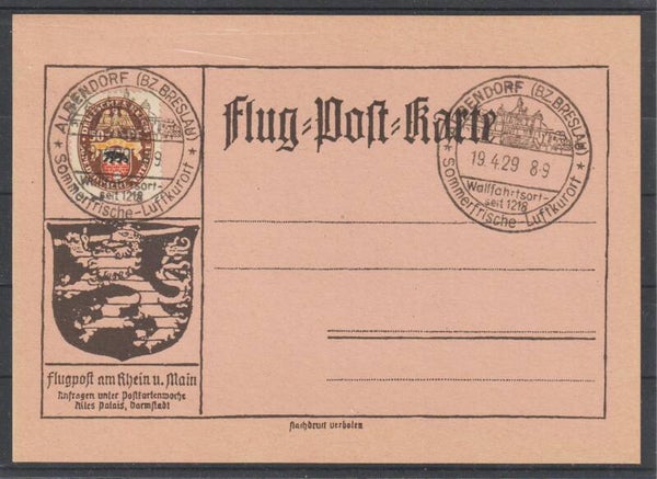 MiNr. 429 auf Flug-Post-Karte FALSCH (b139)