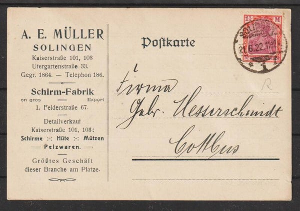 MiNr. 198 auf portogerechter Postkarte mit Firmenzudruck  (b176)