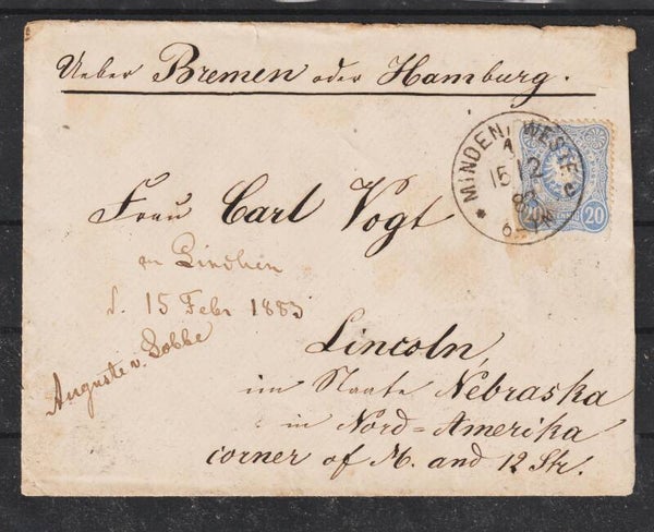 MiNr. 42 von Minden nach Lincoln, Nebraska  (b177)