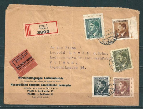 B&M MiNr. 104, 102 ... auf portogerechten Eilboten R-Brief 12.VII.44