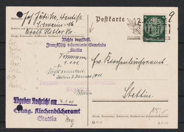 2 Kriegs WHW, Französiche reformierte Gemeinde Stettin  (b216)