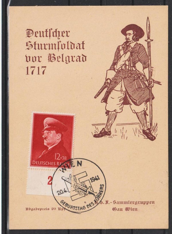 Propaganda Karte  Deutscher Sturmsoldat vor Belgrad 1717  (b219)