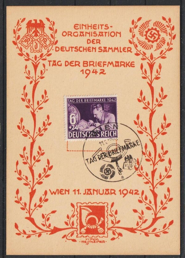 Propaganda Karte Tag der Briefmarke 1942  (b221)