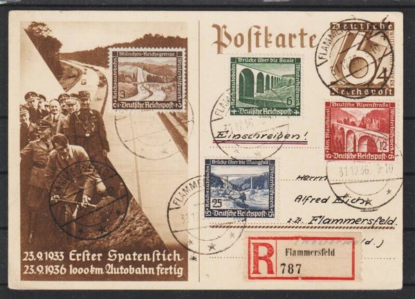 Propaganda Karte Hitler macht den ersten Spatenstich zum Autobahnbau (b222)