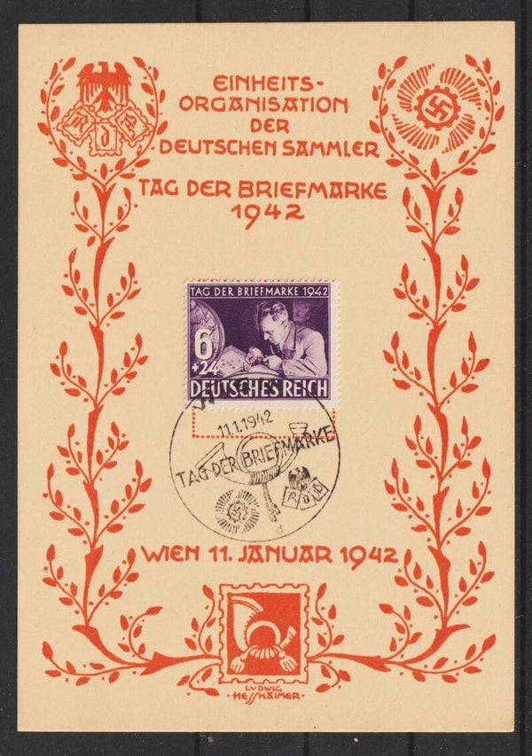 Propaganda Karte Tag der Briefmarke 1942  (b223)