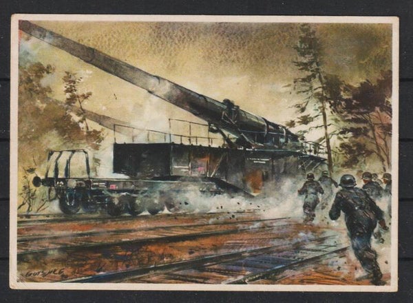 Propaganda Karte, Eisenbahngeschütz  (b224)