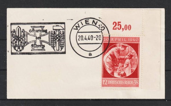 Adolf Hitler,  MiNr. 744 gestempelte Bogenecke  (b232)